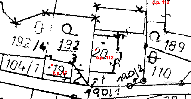 Loučky 112, Verneřice na parcele st. 20 v KÚ Loučky u Verneřic, Katastrální mapa