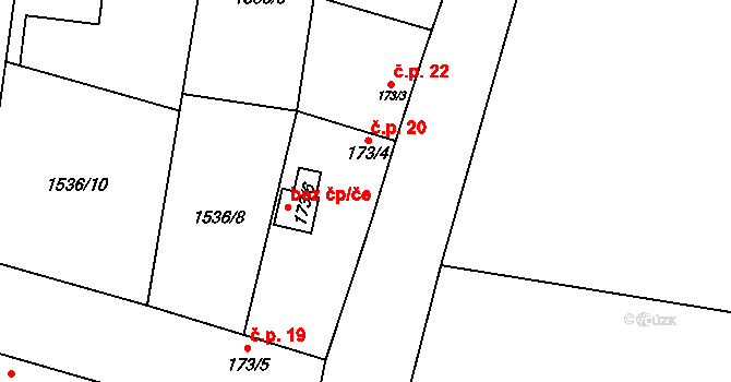 Hasina 20, Rožďalovice na parcele st. 173/4 v KÚ Hasina, Katastrální mapa