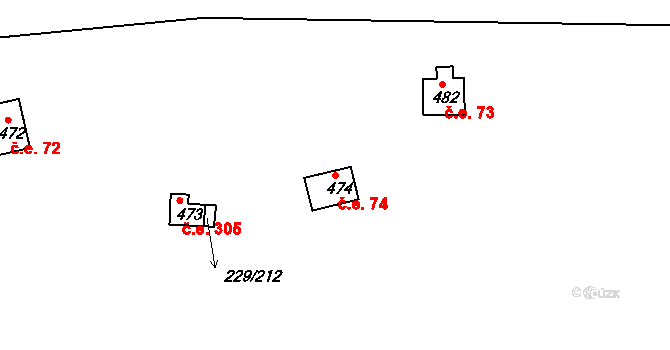 Hostěradice 74, Kamenný Přívoz na parcele st. 474 v KÚ Hostěradice, Katastrální mapa
