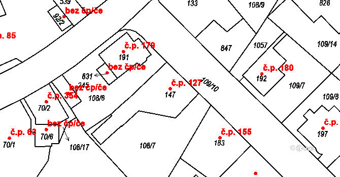 Horní Lomany 127, Františkovy Lázně na parcele st. 147 v KÚ Horní Lomany, Katastrální mapa