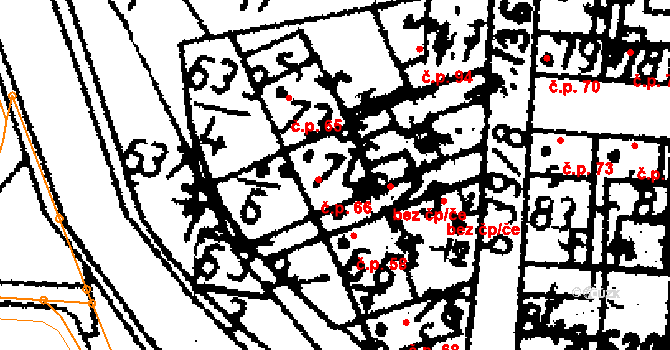 Knovíz 66 na parcele st. 74 v KÚ Knovíz, Katastrální mapa