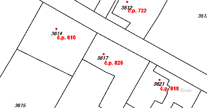 Rychvald 825 na parcele st. 3617 v KÚ Rychvald, Katastrální mapa