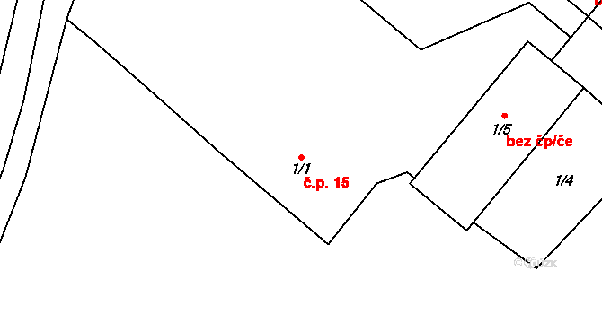 Žernov 15 na parcele st. 1/1 v KÚ Žernov, Katastrální mapa