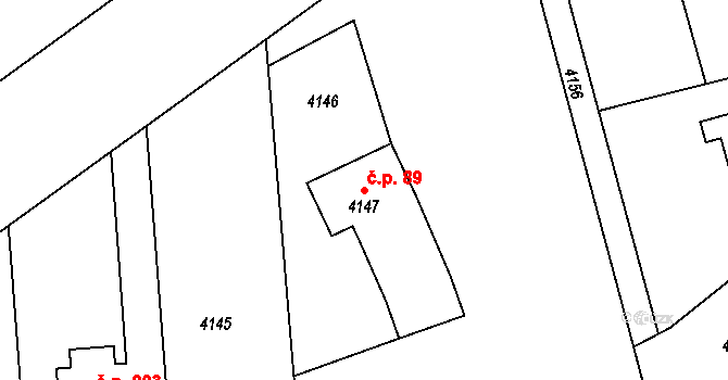 Třanovice 89 na parcele st. 4147 v KÚ Třanovice, Katastrální mapa