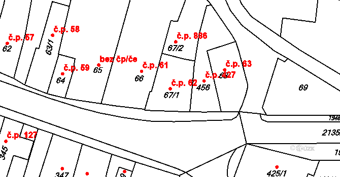 Třebechovice pod Orebem 62 na parcele st. 67/1 v KÚ Třebechovice pod Orebem, Katastrální mapa