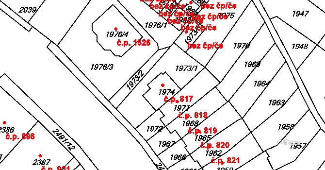 Duchcov 817 na parcele st. 1974 v KÚ Duchcov, Katastrální mapa