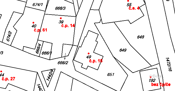 Petrašovice 15, Bílá na parcele st. 49 v KÚ Petrašovice, Katastrální mapa