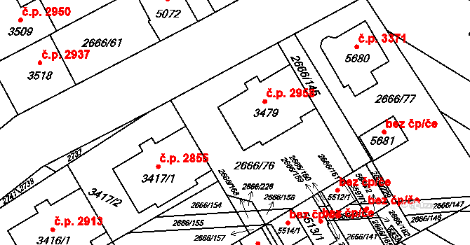 Břeclav 2958 na parcele st. 3479 v KÚ Břeclav, Katastrální mapa