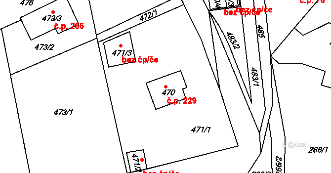 Běhánky 229, Dubí na parcele st. 470 v KÚ Běhánky, Katastrální mapa