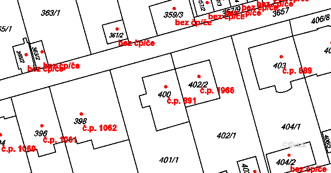 Břevnov 891, Praha na parcele st. 400 v KÚ Břevnov, Katastrální mapa