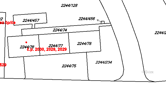 Strašnice 2028,2029,2030, Praha na parcele st. 2244/78 v KÚ Strašnice, Katastrální mapa
