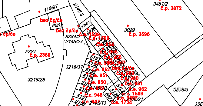 Hodonín 956 na parcele st. 5121 v KÚ Hodonín, Katastrální mapa