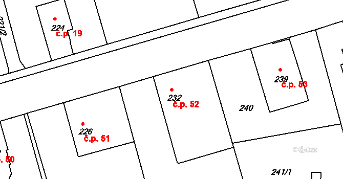 Liberec IX-Janův Důl 52, Liberec na parcele st. 232 v KÚ Janův Důl u Liberce, Katastrální mapa