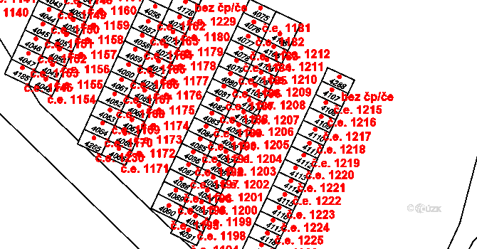 Kuřim 1205 na parcele st. 4099 v KÚ Kuřim, Katastrální mapa