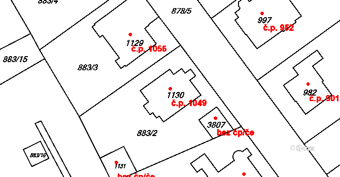 Ústí nad Orlicí 1049 na parcele st. 1130 v KÚ Ústí nad Orlicí, Katastrální mapa