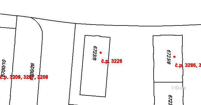 Prostějov 3226 na parcele st. 6723/5 v KÚ Prostějov, Katastrální mapa