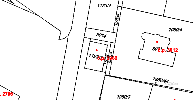 Šumperk 2902 na parcele st. 1123/2 v KÚ Šumperk, Katastrální mapa
