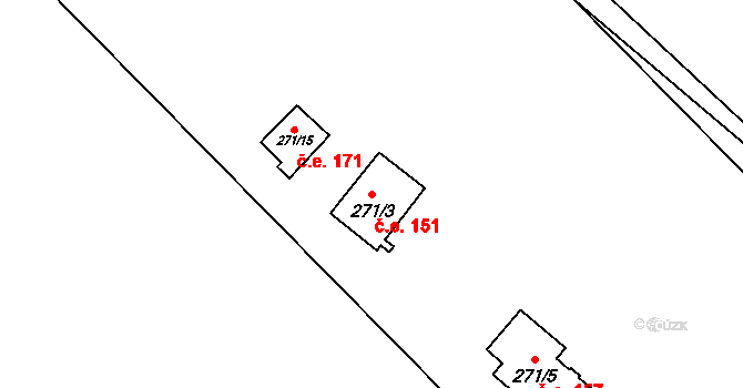 Smrčná 151 na parcele st. 271/3 v KÚ Smrčná na Moravě, Katastrální mapa