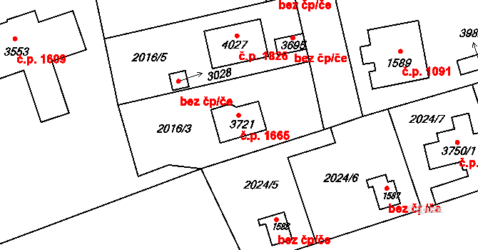 Humpolec 1665 na parcele st. 3721 v KÚ Humpolec, Katastrální mapa