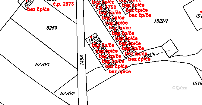Kladno 38579383 na parcele st. 1497 v KÚ Kročehlavy, Katastrální mapa