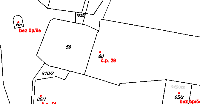 Lukoveček 29 na parcele st. 60 v KÚ Lukoveček, Katastrální mapa