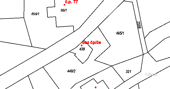 Valkeřice 40702383 na parcele st. 439 v KÚ Valkeřice, Katastrální mapa