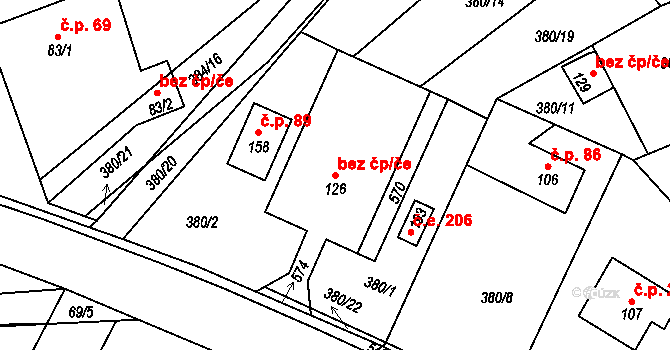 Slatiňany 43821383 na parcele st. 126 v KÚ Trpišov, Katastrální mapa