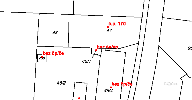 Děčín 44081383 na parcele st. 46/1 v KÚ Boletice nad Labem, Katastrální mapa