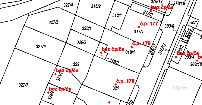 Březno 45053383 na parcele st. 319/2 v KÚ Březno u Chomutova, Katastrální mapa