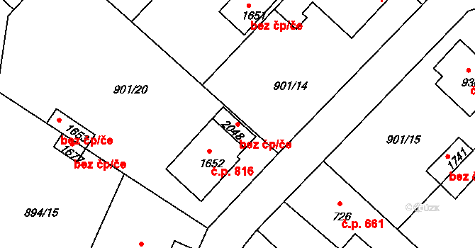 Pacov 45273383 na parcele st. 2048 v KÚ Pacov, Katastrální mapa