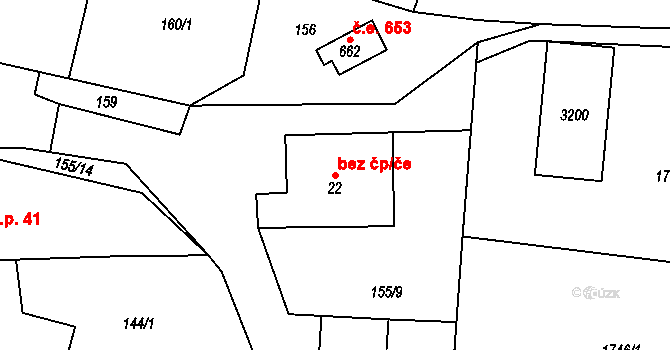 Lančov 47501383 na parcele st. 22 v KÚ Lančov, Katastrální mapa