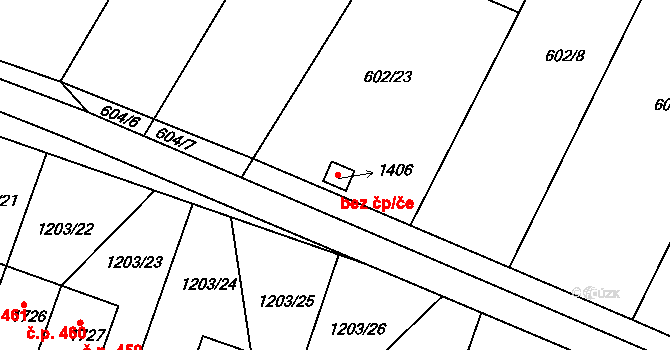 Telč 48832383 na parcele st. 1406 v KÚ Telč, Katastrální mapa