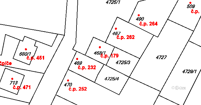 Šumice 179 na parcele st. 468/1 v KÚ Šumice u Uherského Brodu, Katastrální mapa
