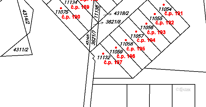 Cihelna 197, Pardubice na parcele st. 11132 v KÚ Pardubice, Katastrální mapa