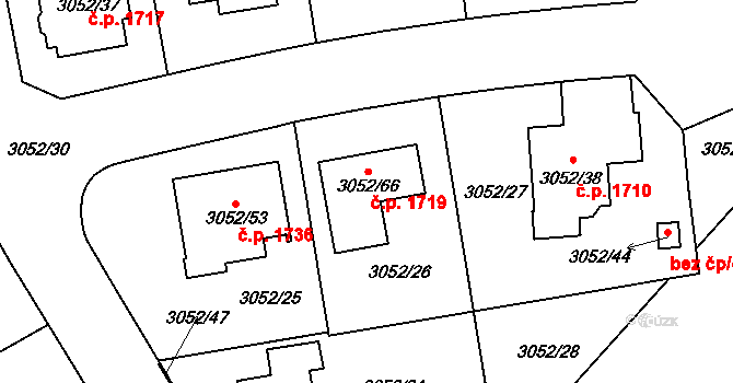 Bystřice nad Pernštejnem 1719 na parcele st. 3052/66 v KÚ Bystřice nad Pernštejnem, Katastrální mapa