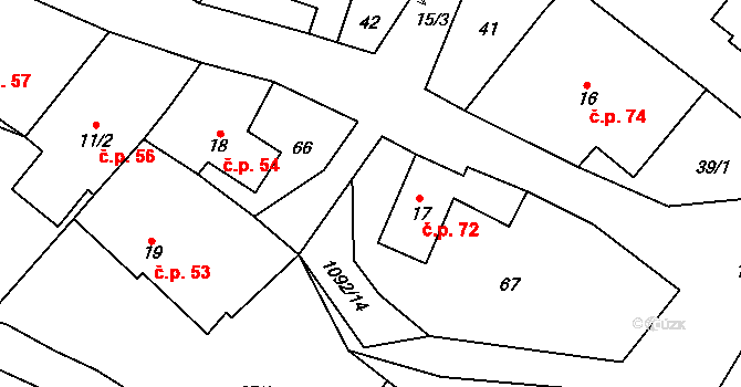 Velká Skrovnice 72 na parcele st. 17 v KÚ Velká Skrovnice, Katastrální mapa