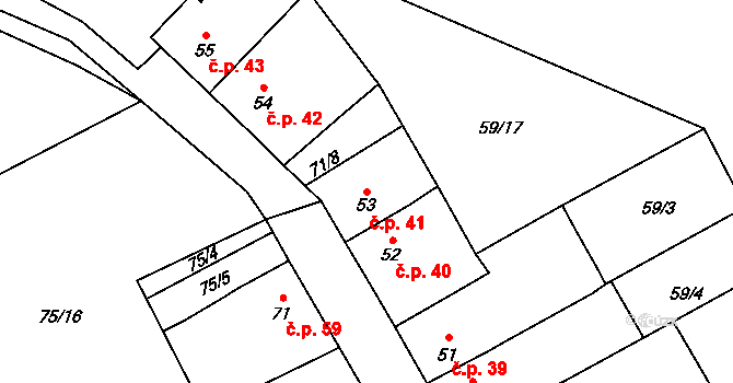 Beroun-Jarov 41, Beroun na parcele st. 53 v KÚ Jarov u Berouna, Katastrální mapa