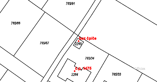 Český Brod 77448383 na parcele st. 2265 v KÚ Český Brod, Katastrální mapa