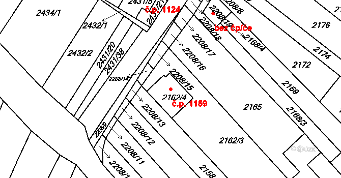 Velké Pavlovice 1159 na parcele st. 2162/4 v KÚ Velké Pavlovice, Katastrální mapa