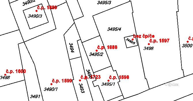 Zábřeh 1888 na parcele st. 3495/2 v KÚ Zábřeh na Moravě, Katastrální mapa