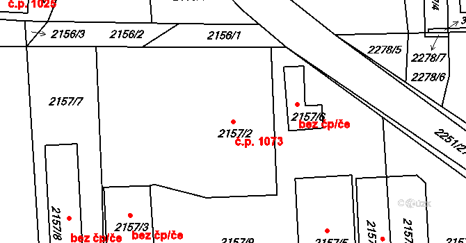 Příbor 1073 na parcele st. 2157/2 v KÚ Příbor, Katastrální mapa