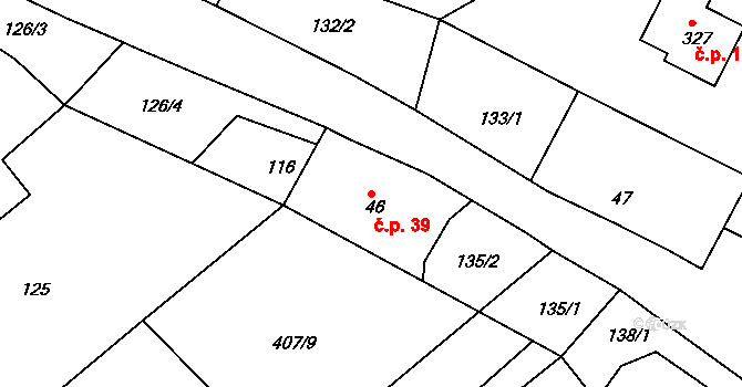 Lípa nad Orlicí 39 na parcele st. 46 v KÚ Lípa nad Orlicí, Katastrální mapa