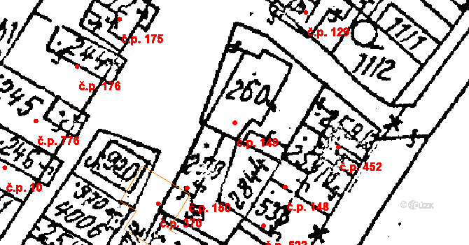 Kostice 149 na parcele st. 260 v KÚ Kostice, Katastrální mapa