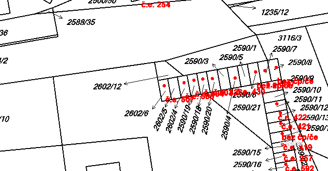 Hustopeče 507 na parcele st. 2602/6 v KÚ Hustopeče u Brna, Katastrální mapa