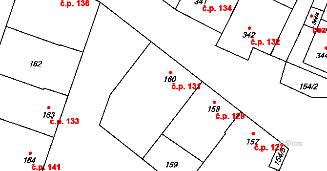 Šanov 131 na parcele st. 160 v KÚ Šanov nad Jevišovkou, Katastrální mapa
