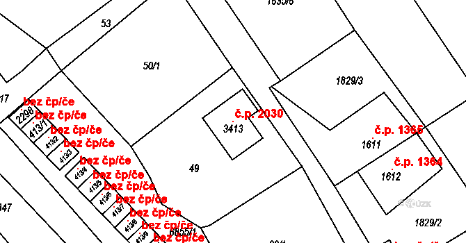 Kraslice 2030 na parcele st. 3413 v KÚ Kraslice, Katastrální mapa