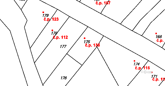Opatovice 135, Vyškov na parcele st. 175 v KÚ Opatovice u Vyškova, Katastrální mapa