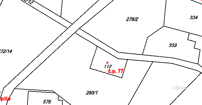 Františkov 77, Rokytnice nad Jizerou na parcele st. 112 v KÚ Františkov v Krkonoších, Katastrální mapa