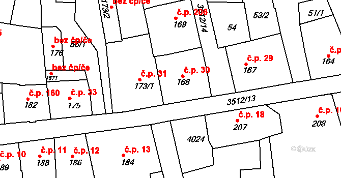 Cvikov I 30, Cvikov na parcele st. 168 v KÚ Cvikov, Katastrální mapa