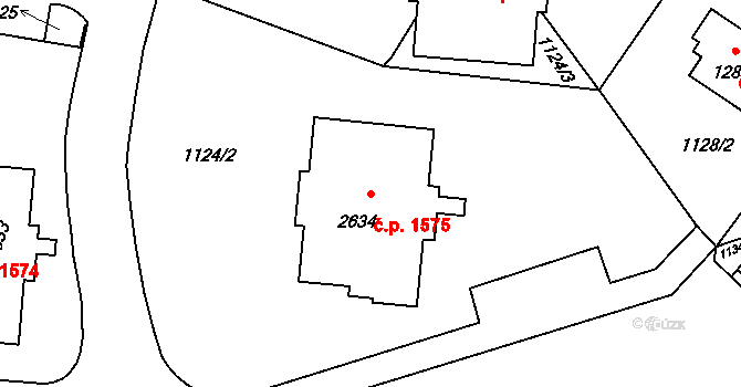 Rožnov pod Radhoštěm 1575 na parcele st. 2634 v KÚ Rožnov pod Radhoštěm, Katastrální mapa